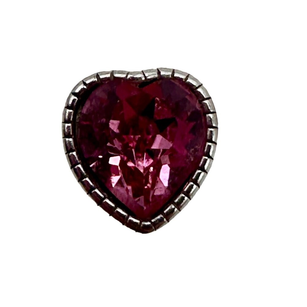 Single Earring 925 Silver Pink Heart Stud Marked FD 925 Heart Shape Valentine